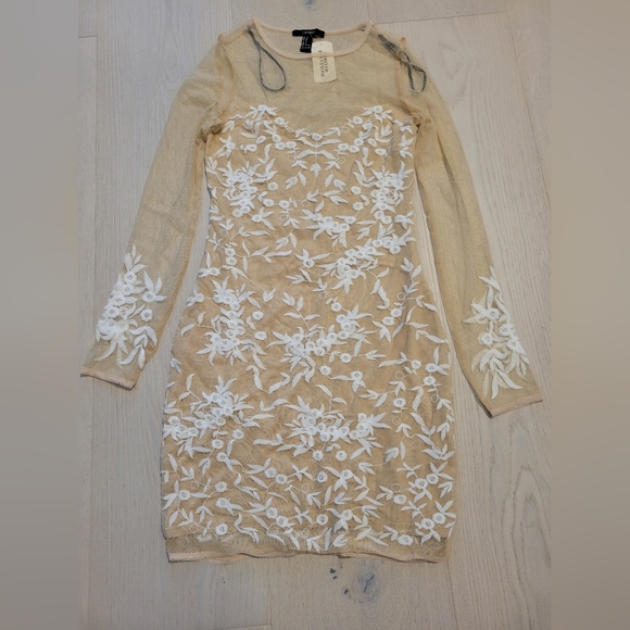 Forever 21 Dresses & Skirts - NWT Forever 21 Nude Embroidered Lace Illusion Mini Dress